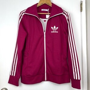 Adidas NWT Women's Europa Track Jacket size M Raspberry Classic Streetwear Y2K